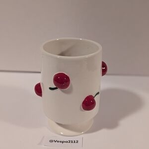 Target Bullseye Playground Valentines Cherry Brush Holder Ceramic Cherries